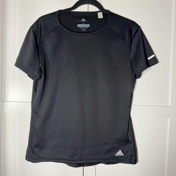 Adidas Women's Running Climalite Short Sleeve T Shirt Black LARGE - Picture 1 of 7